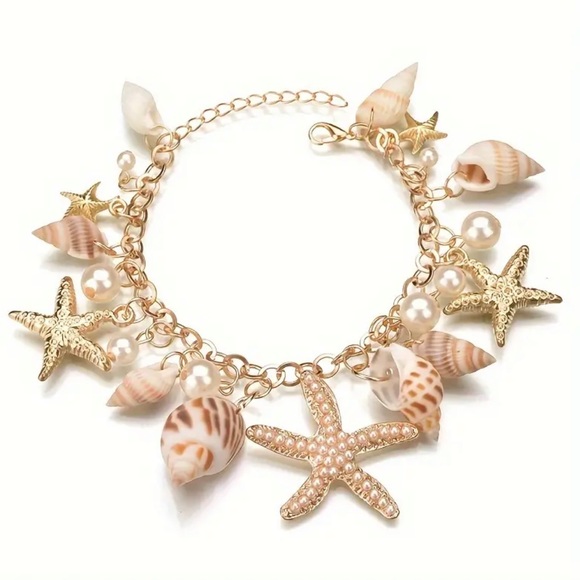 other Jewelry - Starfish Charm Bracelet/ Anklet Women Shell Dangle Beach Sea Gold Plated NEW